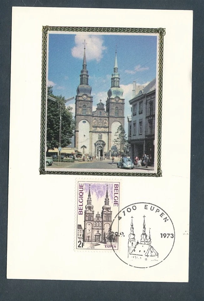 D446202 Belgium Maximum Card Silk Cachet Eupen Buildings Architecture 1973 - Image 1 of 1