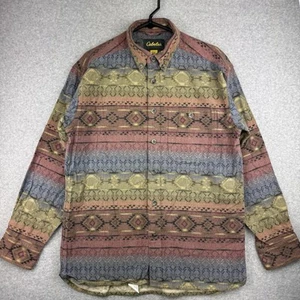 Cabelas Chamois Style Button Down Long Sleeve Shirt Mens M Medium - Picture 1 of 6