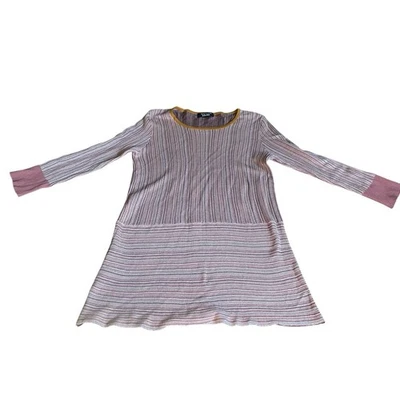 Minivestido para mujer talla 38 Sonia Rykiel algodón 3/4 rayas escote amarillo malva Foto 1 de 4