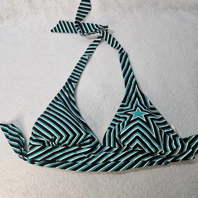 NUEVO CON ETIQUETAS CONVERSE All Star Rayas Verde Negro Bikini Top Halter Talla M Triángulo Foto 1 de 4