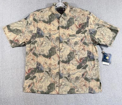 Camisa Nat Nast Para Hombre Grande Beige Mezcla Seda Estampado Mapa Náutico Lujo Originales Foto 1 de 4