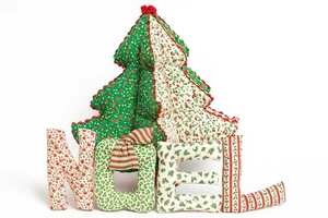 Vintage 3D Stofftier Weihnachtsbaum 16 Zoll Landhaus Kern Dekoration - Bild 1 von 13