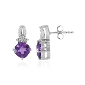 Cavill Ohrringe Damen Amethyst 2,67ct Sterling Silber platiniert Echtschmuck - Bild 1 von 9