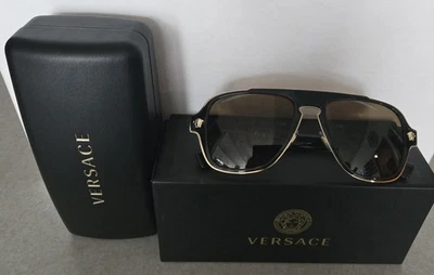 范思哲男式太阳镜 VE2199 12524T 深哈瓦那灰色镜面金色,56 毫米 — 第 1/2 张图片