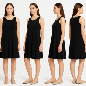 Time And Tru schwarzes ärmelloses Freizeitkleid Rundhalsausschnitt A-Linie Damen Small - Bild 1 von 6