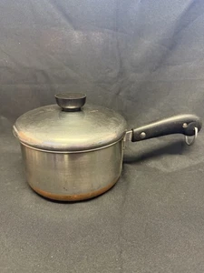 Vintage Revere Ware Soßenpfanne Topf Kupfer plattiert Boden Clinton IL 1801 - Bild 1 von 10