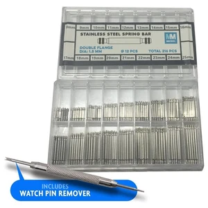 216 pcs 8-25mm Stainless Steel Watch Band Spring Bars Link Pins Cotter - Picture 1 of 3
