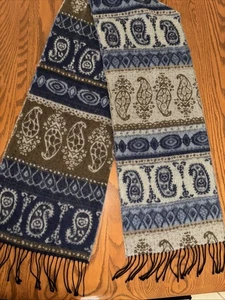Cashmyarn by Berkshire Paisley Print Winterschal Made in Italy wunderschön Preppy - Bild 1 von 5