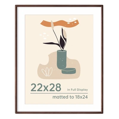 Marco 22x28 con tapete para marcos de fotos de madera maciza de nogal de 18x24 hechos a mano R... Foto 1 de 4