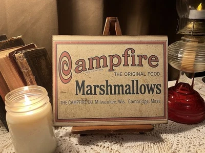 Campfire Marshmallows,  Vintage Style Advertising Handcrafted Plaque Sign - Image 1 of 4