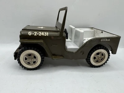 Vintage Tonka Toys Pressed Steel Green Army Jeep GR2-2431 - 1960’s Army Toy - Image 1 of 4
