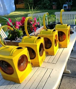 4 Original Vintage Yellow Dorman Road Work Paraffin Lamps - Picture 1 of 7
