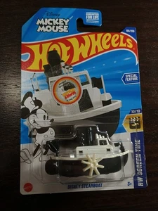 2024 Hot Wheels 35/250 ScreenTime-Mickey Mouse 3/10 Disney Steamboat Black/White - Picture 1 of 5