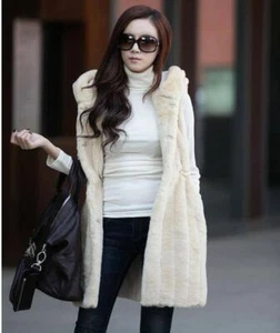 Outwear Waistcoat Womens Faux Rabbit Fur Hoodied Jacket Coats Sleeveless Vests - Picture 1 of 9