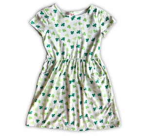 Girls Shamrock T Shirt Dress with Pockets White Cat & Jack - Size LARGE (10/12) - Picture 1 of 7