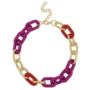 Collana Maglia Colore Oversize Adorina Nuova con Etichette In Oro $110 Rosso, Rosa - Foto 1 di 2