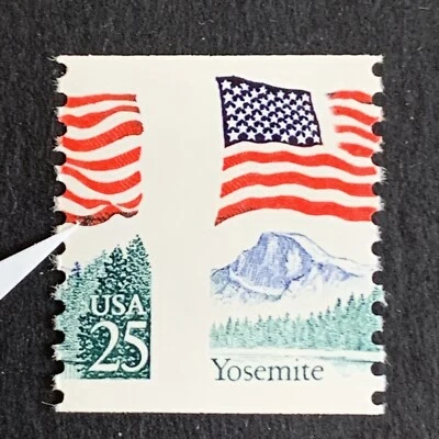 3/3824 US stamps Scott 2280a 25c Green On Flag & Ex. Perf Errors MNHOG Great EFO - Image 1 of 2