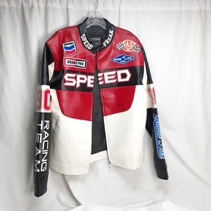 Copper Rivet 90 Red Racing Team Speed Freak PU Men's Jacket Sz Large NWT Zipper - Picture 1 of 12