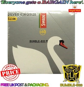 Swan Silver Kingsize Slim Cigarette Rolling Papers | Full Box of 50 Booklets - Picture 1 of 1