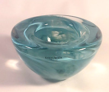 4.5" Kosta Boda Atoll Art Glass Bowl Turquoise Swirl Votive Holder Swedish
