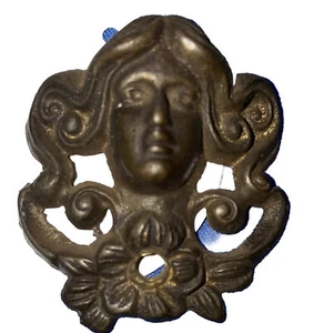Antique Brass Beautiful Maiden Goddess Decorative Arts Figural Door Hardware - Picture 1 of 11