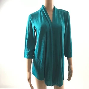 Port Authority Women's Open Front Winter Cardigan Sz S Turquoise Blue 3/4 Sleeve - Picture 1 of 7