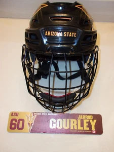 ARIZONA STATE Jarrod Gourley game-worn black #60 hockey helmet 2018-2021 seasons - Picture 1 of 7