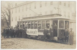 1908 Albany, Oregon FOTO REAL - Carro de ferrocarril eléctrico en el hotel St. Charles - Imagen 1 de 2