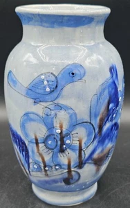 Vnt Tonal Mexican Pottery Vase Hand-painted And Signed 8" - Picture 1 of 5