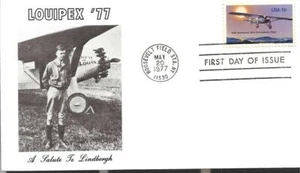 FDC SC#1710 50th Anniversary of Lindbergh NY - Paris Flight LOUIPEX 77 Cachet - Picture 1 of 1