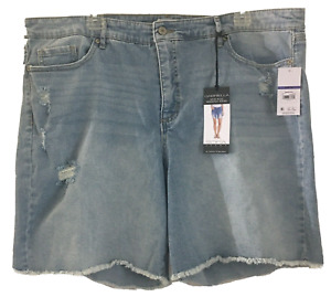 Sofia Vergara Mid Rise Bermuda Denim Shorts 5 Pocket Distressed Plus Size 20