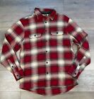 Orvis Fleece Lined Plaid Flannel Button Up Jacket Shacket Red Men Xl