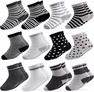 CUBACO Baby Socks, 12 Pairs Non Skid anti Slip Cotton Grip Socks for Toddler Bab - Picture 1 of 12