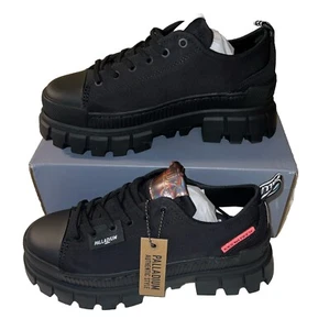 Palladium Revolt Lo TX 97243-010-M Women 8.5 Black Lug Sole Platform Combat Boot - Picture 1 of 7