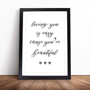 Loving You Is Easy Typography Framed Canvas Wall Art Print Poster Picture - Picture 1 of 9