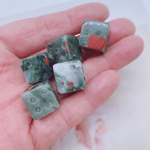 10Pcs Natural Blood Stone Reiki Dice Crystal Quartz Healing Decorate Palm Gift - Picture 1 of 6