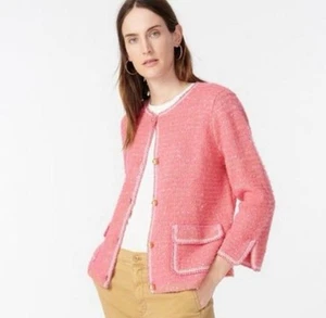 $229 J.CREW SWEATERS CARDIGAN MERINO WOOL ALPACA PINK WITH GOLD BOTTONS SZ L - Picture 1 of 9