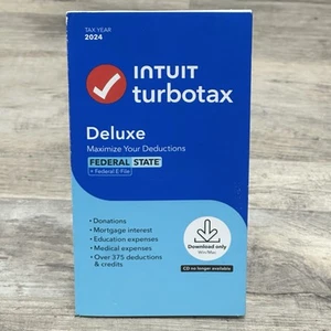 Intuit Turbotax 2024 Deluxe Bund & Länder E-Akte Steuervorbereitung neu versiegelt Schlüsselkarte - Bild 1 von 3