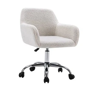 Faux Fur Vanity Makeup Desk Chair, Comfy Fluffy Swivel Modern Leisure - Picture 1 of 6