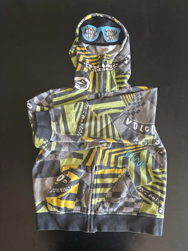 Volcom Sudadera con Capucha Jóvenes Niños Grande Negra InYoFace Cara Completa Cremallera Máscara Patín Y2K Foto 1 de 1
