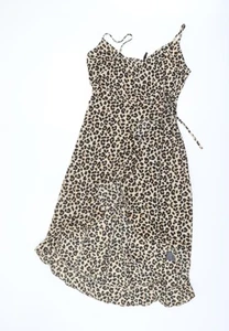 H&M Women's Beige Leopard Strappy Dress Size 10 - Picture 1 of 12