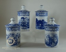 SET OF FOUR SPODE BLUE ROOM COLLECTION SPICE  HERB JARS 