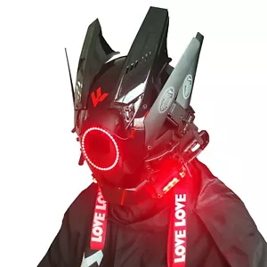 CASQUE MASQUE CYBERPUNK COSPLAY LED HOMME FUTUR ROUGE HALLOWEEN MUSIQUE NEUF - Bild 1 von 14