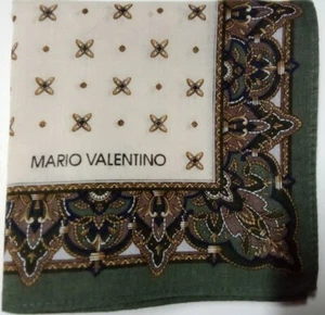 USED MARIO VALENTINO HANDKERCHIEF VINTAGE COTTON 17" POCKET SQUARE HANKY SCARF - Picture 1 of 2