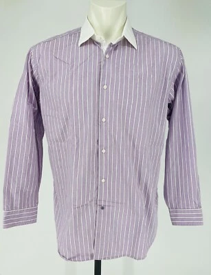 Camisa de vestir Ben Sherman para hombre grande 16-1/2 - 32-33 malva rayas cuello blanco Foto 1 de 4