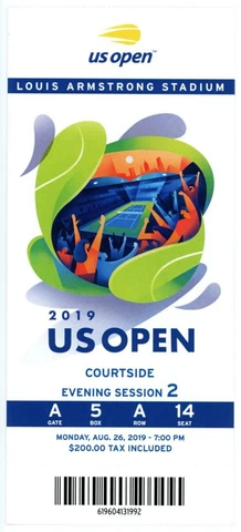 8/26 2019 US Open Tennis Courtside FULL TICKET Serena Williams Bianca Andreescu Cover