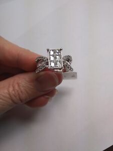 Bella Luce Rhodium over sterling silver diamond simulated ring size 10@
