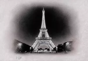 Eiffel Tower original drawing by Darren Baker in Charcoal. - Picture 1 of 3