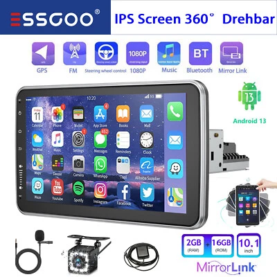 10.1" Autoradio Android 13 GPS KAM 1 DIN WIFI BT 360° Grad Drehbarer Bildschirm - Bild 1 von 4