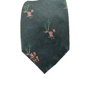 J. CREW *NWT* Ludlow Green Silk Repp Necktie Santa Claus On The Beach 58.5 x 3" - Picture 1 of 10